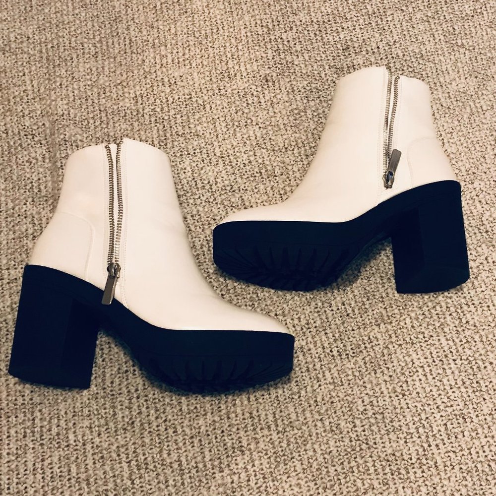 White Heeled Chelsea Boots